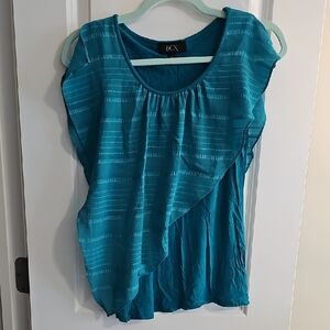 BCX Teal Striped Blouse